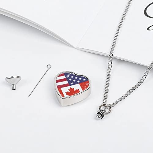 Retro America Kanada Zastava pet urna ogrlica kremiranje srce privezak spomen uspomena nakit za pse mačke pepeo žene