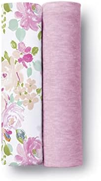 DizajbleBaby swaddle pokrivač - akvarel cvjeta i ružičasta Heather - 2 pakovanje - premium activewear dres klitit - ploču, pokrivač, starački poklopac i više - 45 x 45