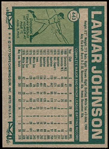1977.Pod 443 Lamar Johnson Chicago White Sox Nm White Sox