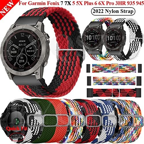 Adaara 26 22mm Sportski Nylon Gloge za rupe za Garmin Fenix ​​7 Fenix ​​7x Easy Fit Quick Release narukvice narukvica narukvica