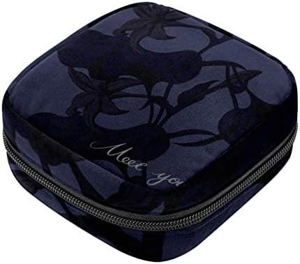 ORYUEKAN torba za odlaganje higijenskih uložaka, prenosive torbe za menstrualne jastučiće za višekratnu upotrebu, torbica za odlaganje tampona za žene djevojke, Pastorable cvjetni Vintage tamnoplavi cvijet