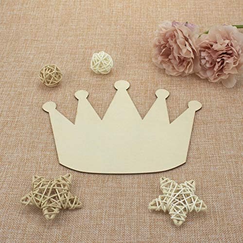 JANOU 6pcs Crown Shaped Wood DIY Craft izrezi nedovršena drvena Blank Wood ukrasi ukrasi za vjenčanje rođendan Božić Party dekoracija,