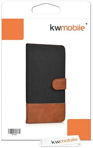 kwmobile torbica za novčanik kompatibilna sa Motorola Moto G4 / Moto G4 Plus - preklopna Navlaka za telefon od tkanine i umjetne kože-crna / smeđa