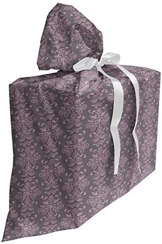 Lunarable Victorian poklon torba, Vintage inspirisan vrtložni dvobojni uzorak Royal Motif Print, tkanina Party Favor torbica sa 3 trake, 27, ljubičasto siva siva Pink