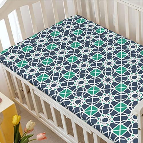 Geometrijski tematski plahte, prenosivi mini krevetići listovi mekani mali madrac ploča za dječake za dječake, 24 x38, kadetski plavi
