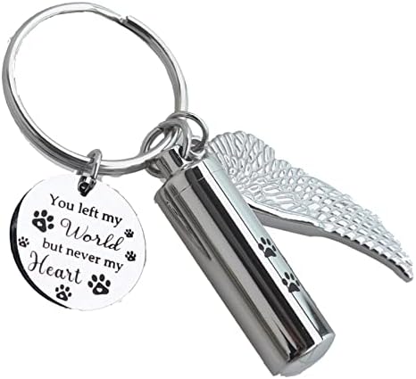 Daiffune cilindar urna privjesak za ključeve za pepeo za kućne ljubimce kremiranje privjesak za ključeve pas Jasen ogrlica mačka urna