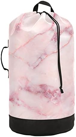Periva torba za veš ruksak velika prljava torba za odeću sa podesivim ručkama za naramenice, ružičasti mermerni uzorak dodatna torba