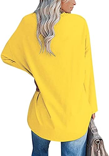 Saxigol prevelizirani izlazak iz pulover dame opruge dugih rukava lijepi kostur tines mekani labavi fit scoop vrat tanko pulover za žene žute