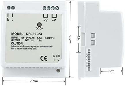 DR-30-24 Jednokrevetni izlaz DIN Rail Napajanje 24V naponski transformator LED displej 30W