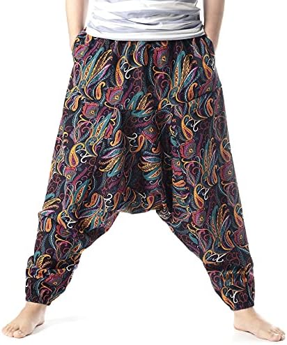 HZCX modne muške vintage pamučne mješavine posteljina od Crotch jogging harem hlače