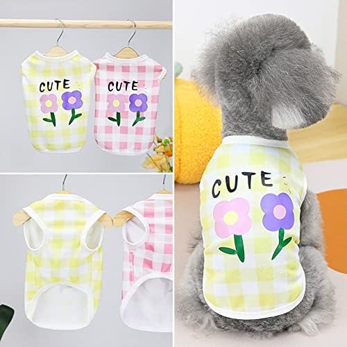 Odjeća za kućne ljubimce za mačke za djevojčicu ljetna odjeća za kućne ljubimce slatki cvjetni prsluk jednostavna slova slatka odjeća za pse