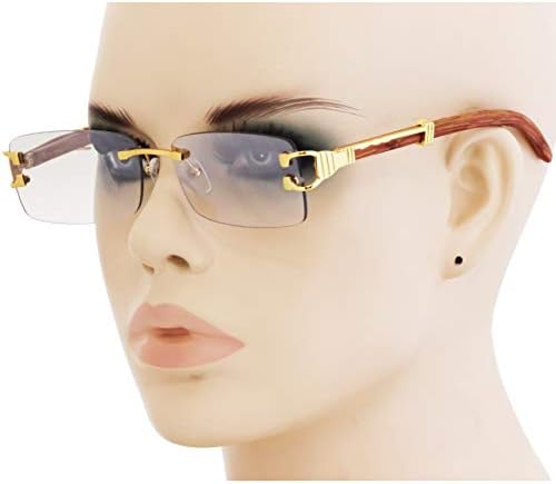 Besprijekorne-muške modne zlatne elegantne naočare Clear Lens pravougaone Retro zatamnjene naočare za sunce bez okvira za žene
