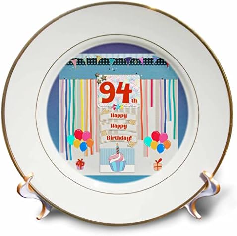 3Droza slika 94. rođendana, cupcake, svijeća, baloni, poklon, streameri - ploče