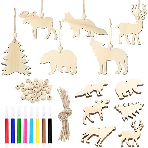30 komada Božić drveni izrezi za životinje izrezi za divlje šumske Jelene nedovršeni izrezi za drvo Festival viseći ukrasi s prirodnim