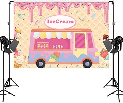 Maijoeyy 7x5ft pozadina za sladoled kamion slatka ljetna pozadina za sladoled za rođendanske zabave ukrasi za sladoled za djevojčice