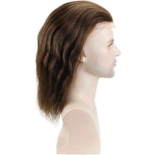 Voloria 12 duga kosa muški Tupee Djevičanski sistem zamjene ljudske kose za muškarce 10 x8 osnovna veličina 3 Smeđa Boja