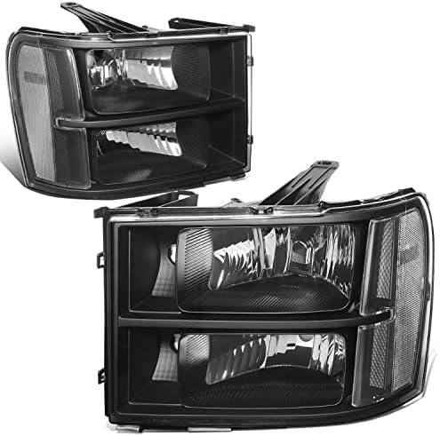 Auto Dynasty par crnih kućišta jasne ugaone farove montažne lampe kompatibilne sa GMC Sierra 1500 2500HD 3500HD GMT900 07-14