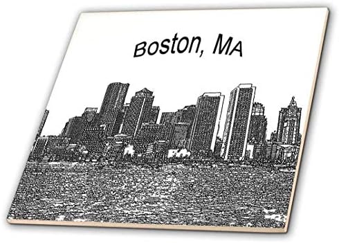 3drose ct_21731_2 Boston Downtown Skyline Line Art keramička pločica, 6-inčna