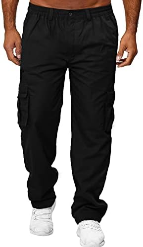 Muški teretni hlače, 2023. ljetni muški komunalni čvrsti boje labavi fit navodni struk jogger pantske dukseve sa džepovima