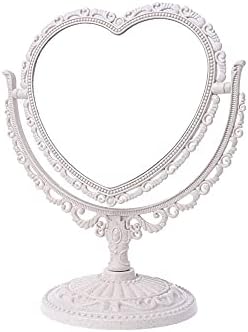 Fxlymr desktop ogledalo za šminkanje Beauty ogledalo rotirajuće postolje komoda ogledalo 21x26cm 4 privid, prenosivo, 2 nagnuta Kordata/bež