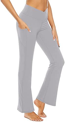 Esobo ženski bootcut joga hlače sa džepom crossover visokog struka radne pantalone široke noge Work Lootleg gamaše