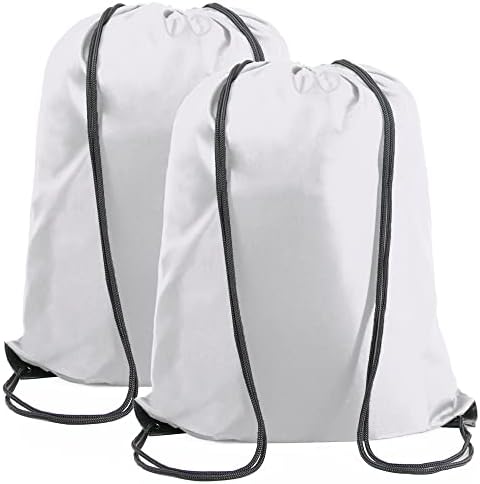 BeeGreen 22.4 D x 18.1 W bijele vezice ruksak torbe Bulk X-veliki sportski cinch vreća teretana torbe perive u mašini