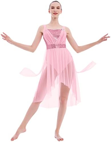 Ibakom lirski plesni kostimi za žene sjajni cinkini suvremena plesna haljina chiffon cvjeta plesna haljina