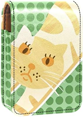 ORYUEKAN Mini torba za šminkanje sa ogledalom, torbica za kvačilo od umjetne kože, crtana životinja žuta mačka Lovely