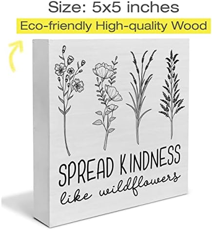 Proširena ljubaznost poput divljeg cvijeta Drvena kutija potpis Flowers Flowers Wood Box Sign Art Blocks Desk Trag Rustični znakovi