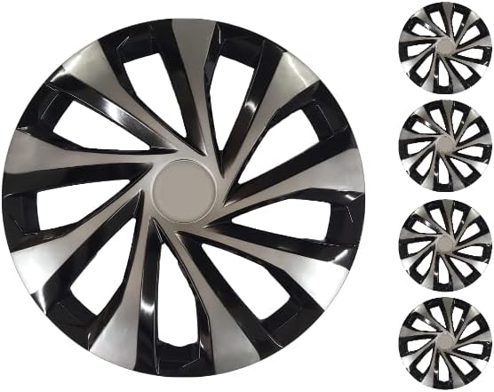 Set poklopca od 4 kotača 16 inčni srebrni-crni univerzalni hubcap odgovara većini automobila Snap-on