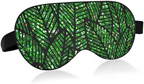 Unisex Sleep maska ​​za oči Glitter-Green-lišće noćno spavaće maska ​​Komforna pokrivača za spavanje za vrijeme spavanja