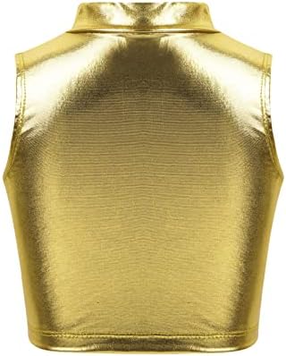 Mufeng Kids Girls sjajne metalne gimnastike useri plesne odjeće dječji balet ples Leotards Cisterna vrhova Activewear Gold 8