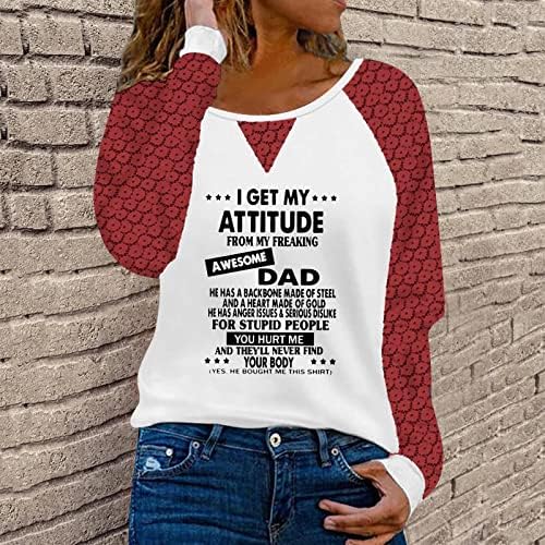Ženske Casual Raglan majice, Ja se moj stav iz moje jebeni super tata-pismo grafički majice bluza pulover Top