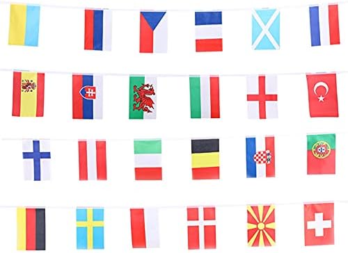 ZZPLE Europ Bunting sa ekstra velikim zastavama 45x30cm - Sve ekipe u ljeto 2021 euro fudbal - UK se poslao