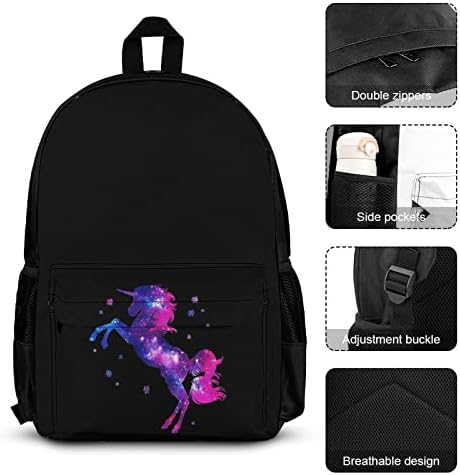 Galaxy Unicorn ruksaci kompleti za školska putovanja Daypack Prints Bookbag sa torbom za ručak i Pernicom za žene i muškarce