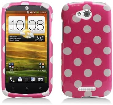 Aimo HTCONEVXPCPD304 Trendy Polka Dot Hard Snap-on Zaštitna futrola za HTC One VX - Maloprodajna ambalaža - svijetlo ružičasto / bijelo