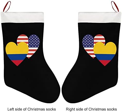 Kolumbija Američka zastava srca Božićna čarapa kratka plišana Xmas Čarape Viseći ukras za božićno stablo Kamin Dekoracija 26x42cm