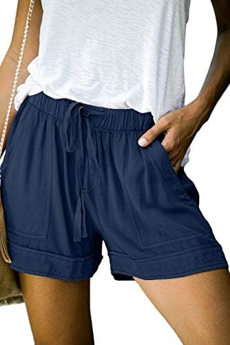 Qacohu 2023 Žene Ljetne kratke hlače Ležerne prilike Comfy vuče elastične strugove s džepovima Lagane kratke hlače