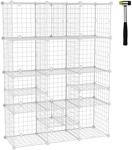 C&AHOME Wire Cube skladište, žičana kocka sa velikim i malim razdjelnicima, metalne C mreže Organizator Police, idealno za ormar Ormar,