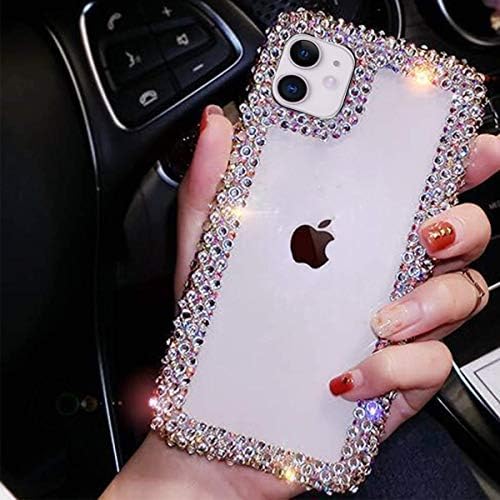Bonitec Jesiya kompatibilan sa iPhone 12 Case 3D Luxury Glitter Sparkle Bling Case Luxury Shiny Crystal Rhinestone Diamond Branik Clear zaštitni poklopac Slučaj Clear za žene