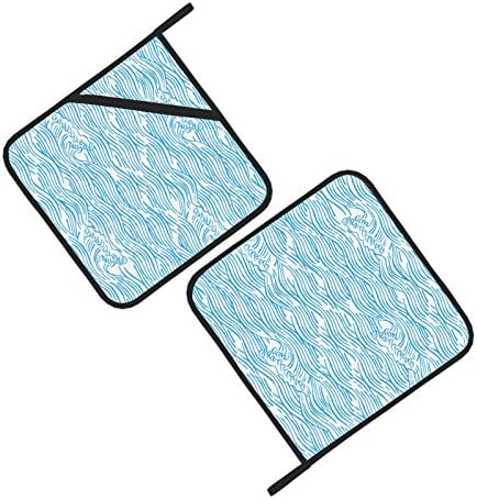 Great Blue Wave Pećnica Pot držača otporna na toplinu kuhinja Topli jastučići 2 kom. Vrući jastučići za kuhinju 8 × 8 inča za kuhanje