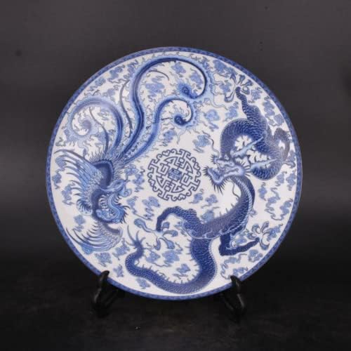 Xialon 10.2 Kineski plavi bijeli porculan Qing Qianlong Dragon Phoenix dizajnerska ploča