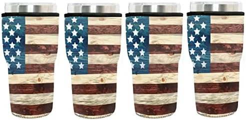 Fuibeng rukav za ledenu šolju za kafu sa američkom zastavom 4 kom sa američkom zastavom Stars Stripes šolje rukavi izolovani držači