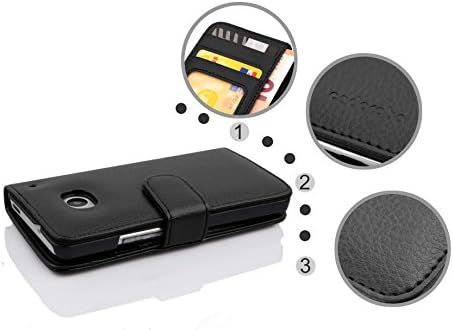 Cadorabo Case Case kompatibilan sa HTC jednom m7 u ponoćnoj crno - sa magnetskom zatvaračem i 3 utora za karticu - Wallet Etui Cover torbica PU kožna okreta