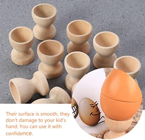 Cabilock 10kom drveni držači čaša za jaja držač jaja igračke držač za uskršnja jaja Hen Eggs opružna čaša za jaja Montessori materijali