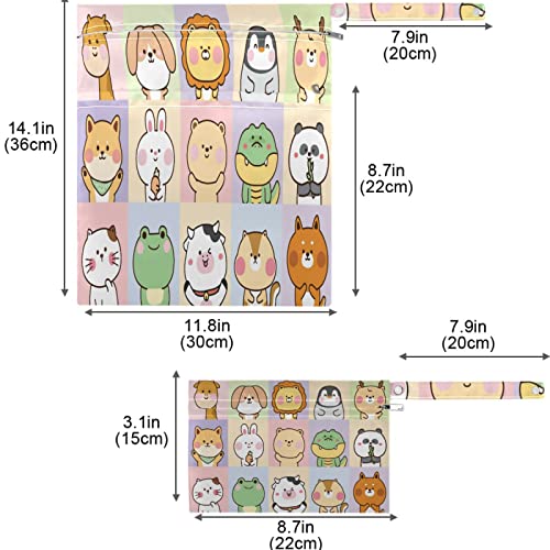 visesunny Corgi pas Pingvin žaba lisica žirafa 2 kom torbe za presvlačenje pelena mokre torbe sa džepovima sa patentnim zatvaračem perive prostrane platnene pelene za višekratnu upotrebu za putovanja,plažu,dnevni boravak, kolica,prljavu teretanu, mokro plivanje
