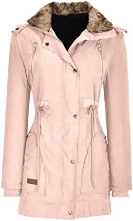 Dnuri ženski zimski kaput toplim rukom obložene zip jakne dugih rukava kaputi s kapuljačom, casual jakna s elastičnom strukom sa džepom