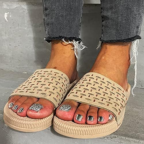 Ljetne papuče za žene plaža Rinestone dame cipele s kliznim ravnim kristalnim papuče na šupljim papučama sandale za žene haljine sandale