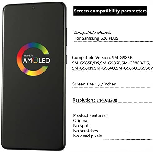 6.7 Originalni amoled za Samsung Galaxy S20 Plus G985F G985F / DS LCD zaslona S20Plus 5G G986F G986F / DS G966U G986B G986B / DS G986W Digitaster zaslona.