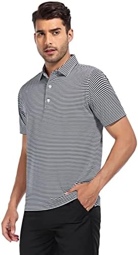 Deolax Muška golf košulja kratkih rukava Wicking vlage pruge polo majice za muškarce suhe fit performanse Golf polos majica